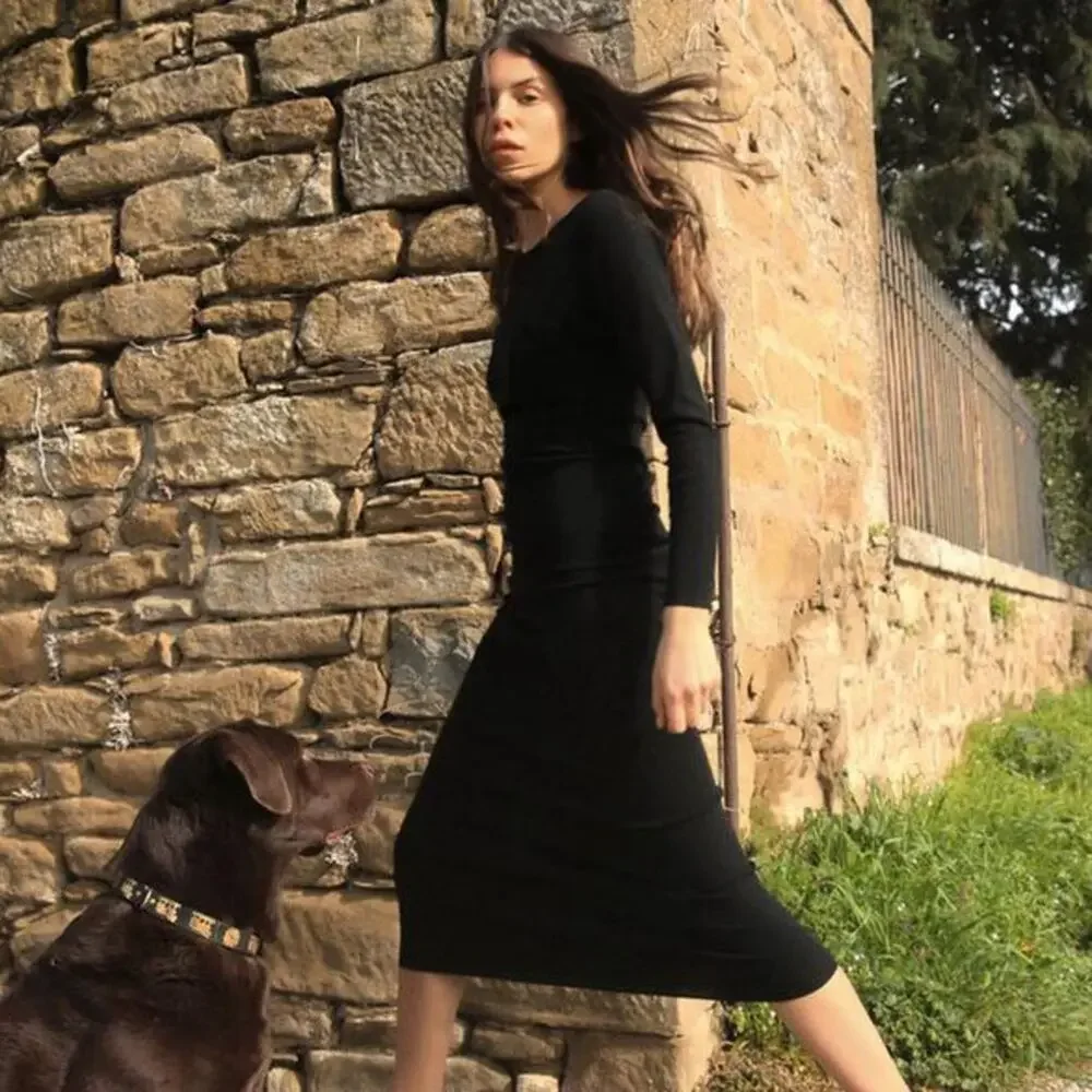 fitted knit dress zara Zara Woman Knit Midi Dress 3519/027 Sz L